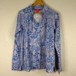 Lilly Pulitzer Cassi Sea What I Sea Popover Preppy Beach Coastal Turtle Fish